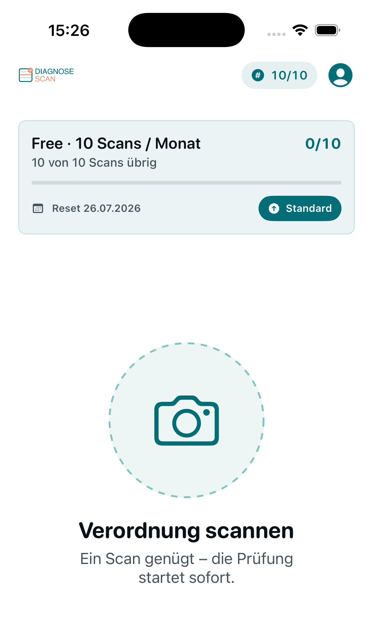 App-Screenshot: ausgelesene Verordnungsdaten